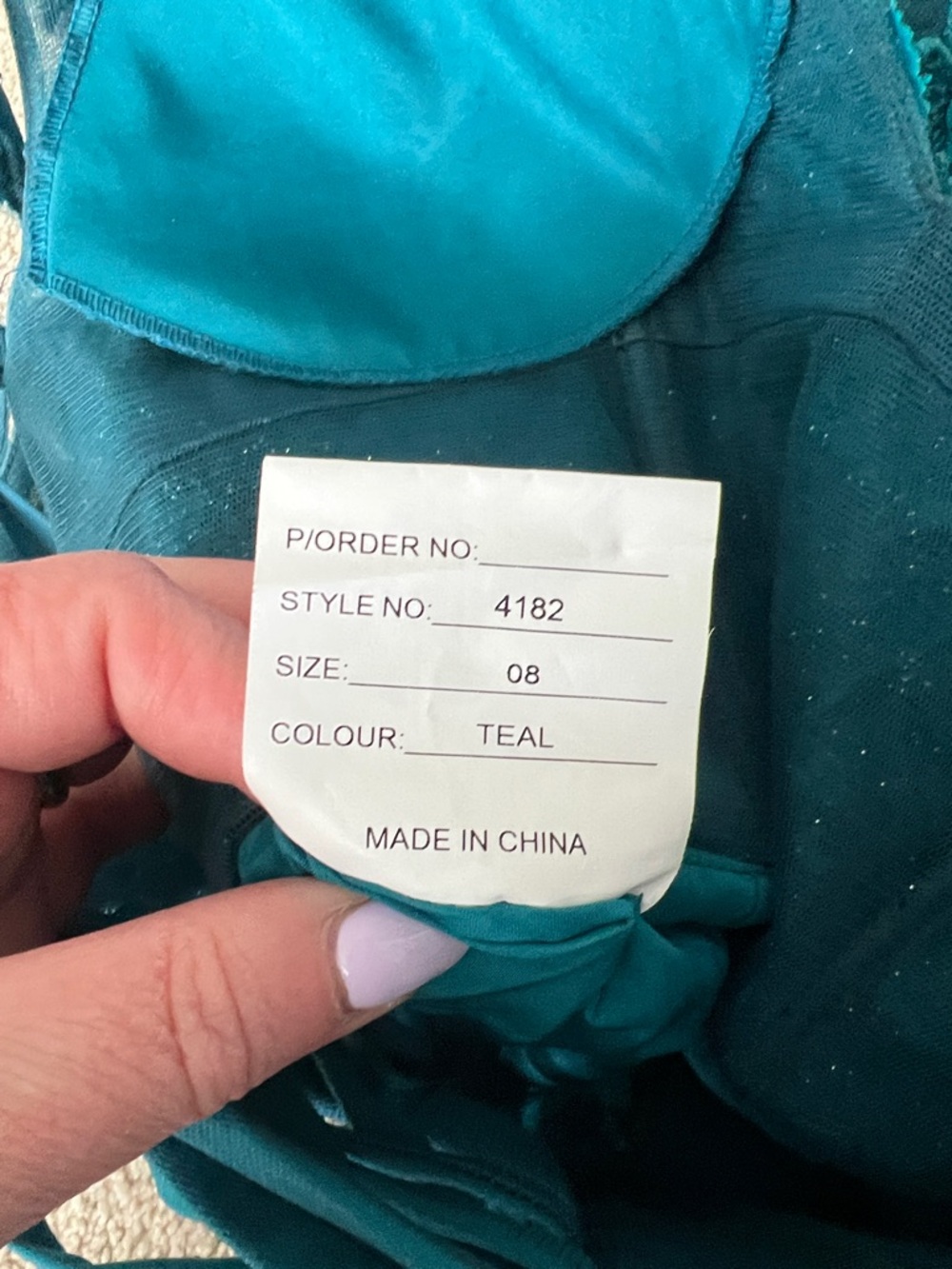 Teal Floral Embellished Tulle Gown good for Prom or Formals. Only worn once - Picture 8 of 12